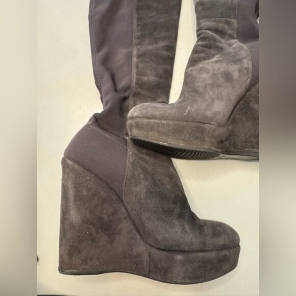Stuart Weitzman Demiswoon OTK Suede Wedge Boots | Size 7 | Classic Over-The-Knee - Picture 3 of 10